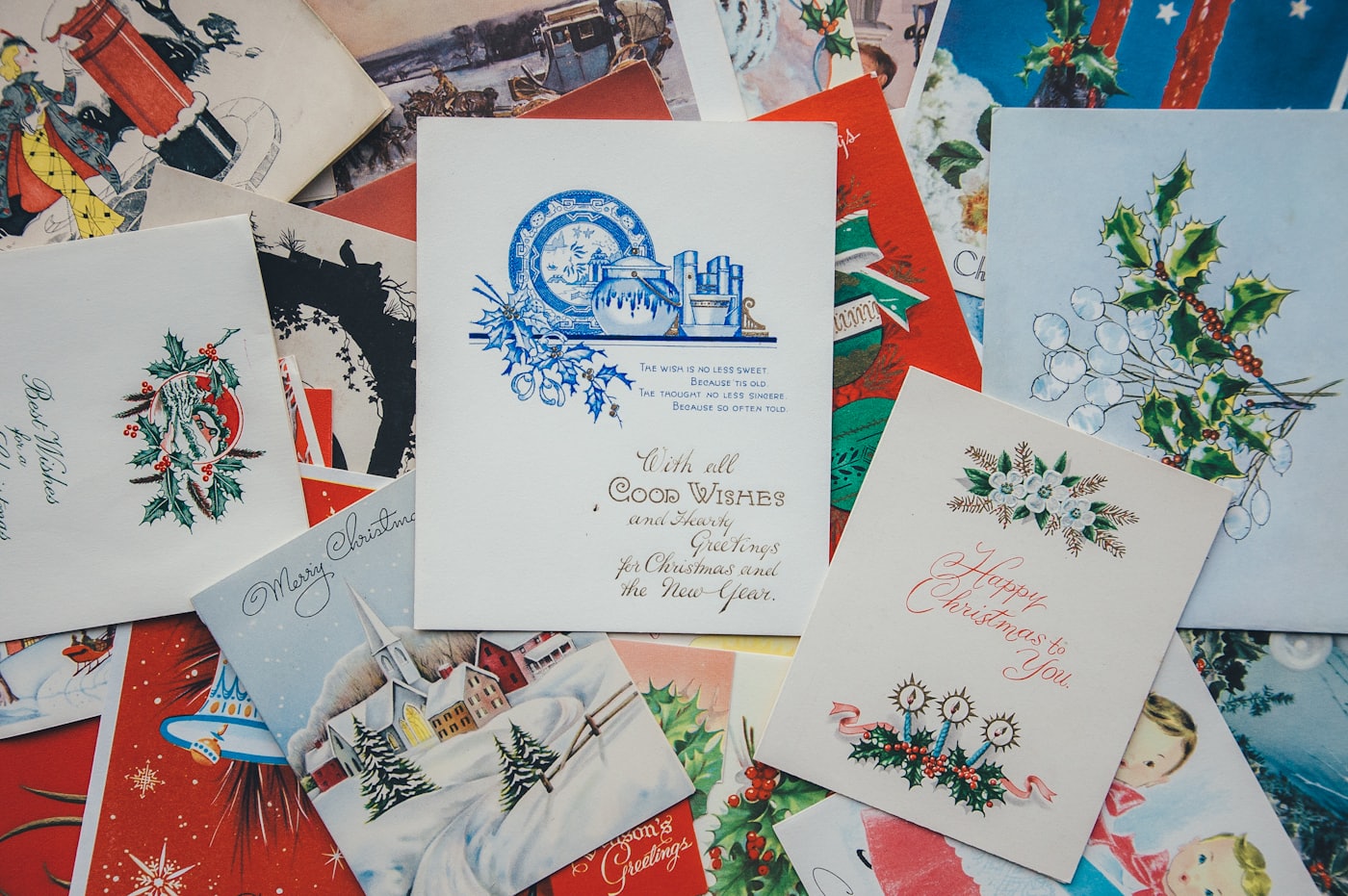 A spread of handmade greetings cards